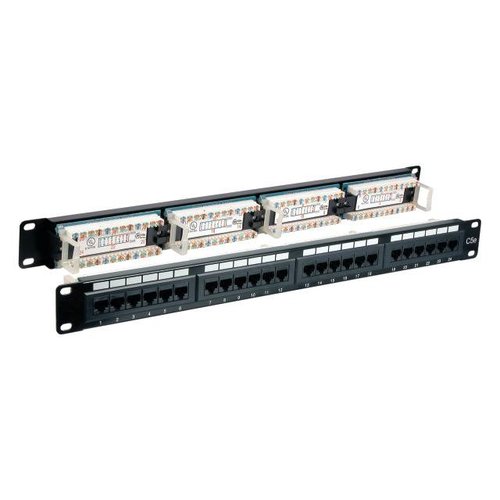 Patchpanel 24xRJ45 Cat.5e UTP schwarz, 180°