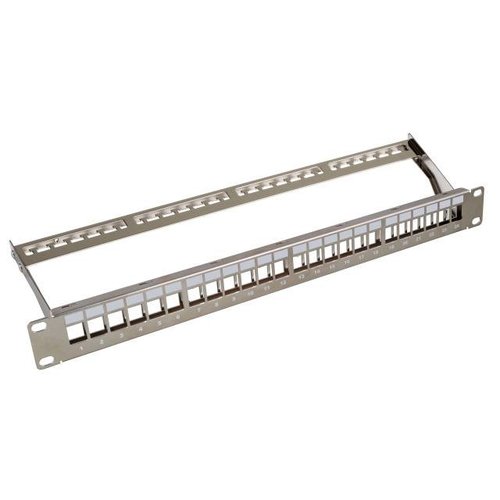 Patchpanel 24-Port, 1HE metallfarben