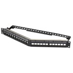 Verteilerfeld 24-Port,1HE, 19" schwarz RAL9005 gewinkelt