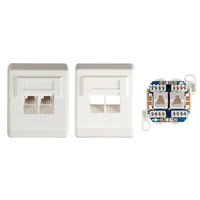 Datendose 2xRJ45 Cat. 5E, UTP , AP, RAL9010, rechts/links
