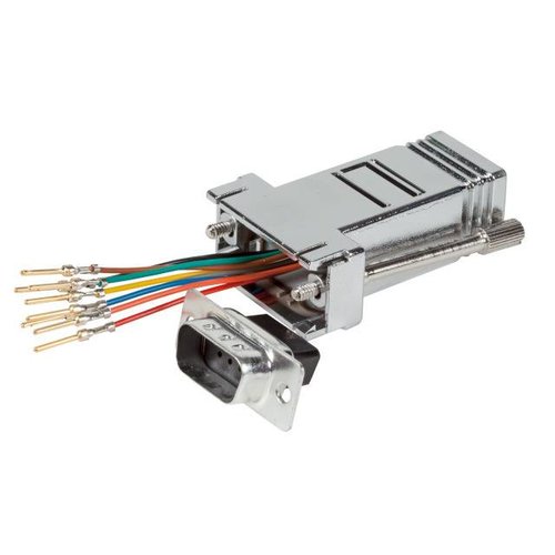 Modular-Adapter DB09Stecker/RJ 45, metallisiertes Gehäuse