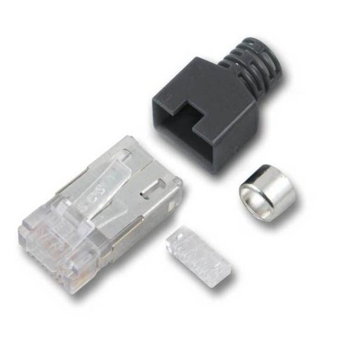 RJ45-Stewart Stecker hellgrau 4 Elemente, 10Stk