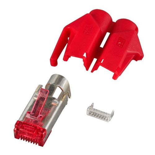 RJ45-Hirose Stecker TM21 rot, 1 St., 3 Elemente, Cat.6