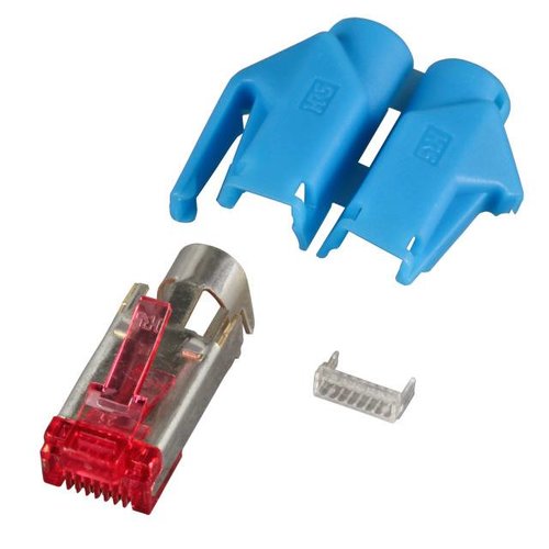 RJ45-Hirose Stecker TM21 blau, 1 St., 3 Elemente, Cat.6