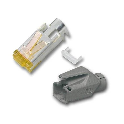 RJ45-Hirose Stecker TM31 hellg rau, 1 St, 3 Elemente, Cat.6a