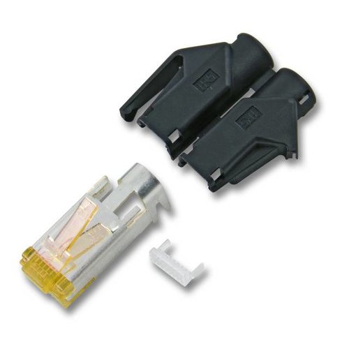 RJ45-Hirose Stecker TM31 schw. ,100 Stk, 3 Elemente, Cat.6A