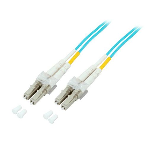 Duplex Jumper LC-LC 50/125µ, 1 m, OM3, LSZH, aqua, 2mm