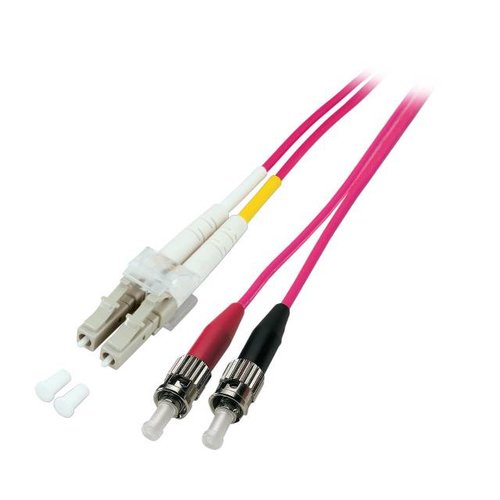 Duplex Jumper LC-ST 50/125µ, 15 m, OM4,LSZH, violett