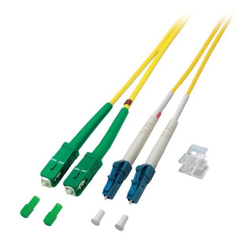 Duplex Jumper LC-SC/APC8° 9/125µ, 2 m, OS2, LSZH, gelb