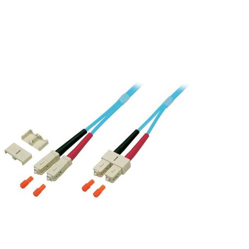 Duplex Jumper SC - SC 50/125µ, 1 m, OM3, LSZH, aqua, 3mm