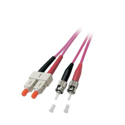 Duplex Jumper SC-ST 50/125µ, 0.5 m, OM4, LSZH, violett