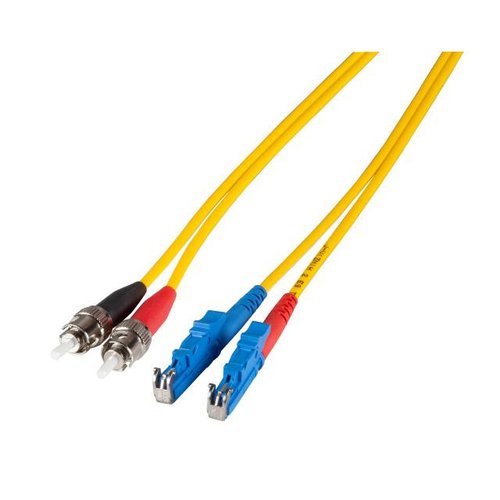 Duplex Jumper E2000®-ST 9/125µ, 1 m, OS2, LSZH, gelb,  Ø 2x2,8mm