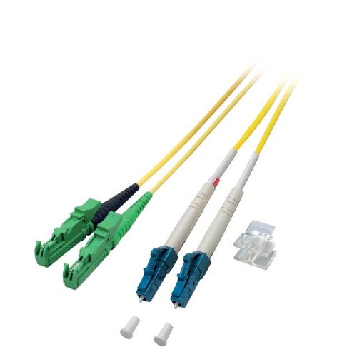 Duplex Jumper E2000®/APC8°-LC 9/125µ, 20m, OS2, LSZH, gelb, Ø 2,8mm