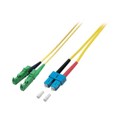 Duplex Jumper E2000®/APC8°-SC 9/125µ, 0.5 m, OS2, LSZH, gelb, 3mm