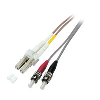 Duplex Jumper armiert LC - ST 50/125µ, 5 m, OM2, LSZH, grau 3,0mm