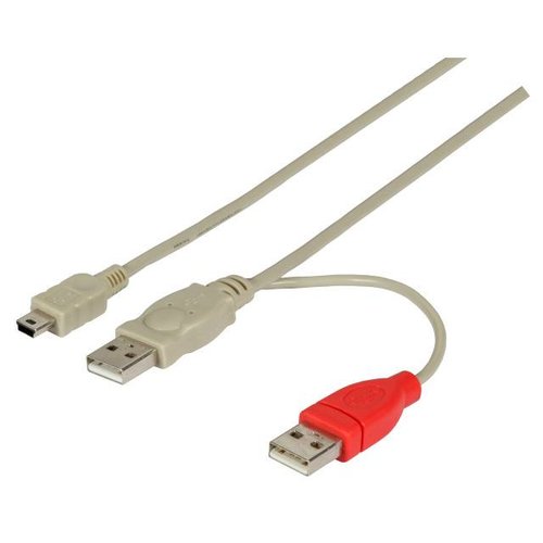 USB2.0 Y-Kabel, 1m 1xUSB B MINI St/2x USB A St