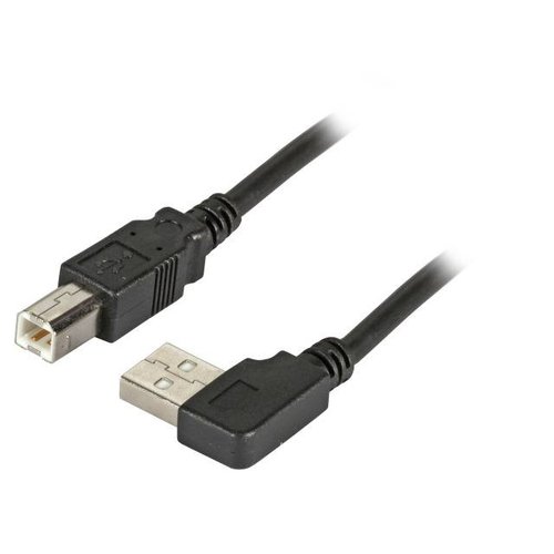 USB2.0 Kabel A-gewinkelt - B St-St 0,5m schwarz, Enhanced