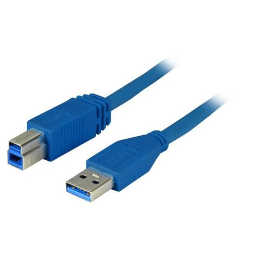 USB3.0 Anschlusskabel A-B St-St 1,0m blau, Premium