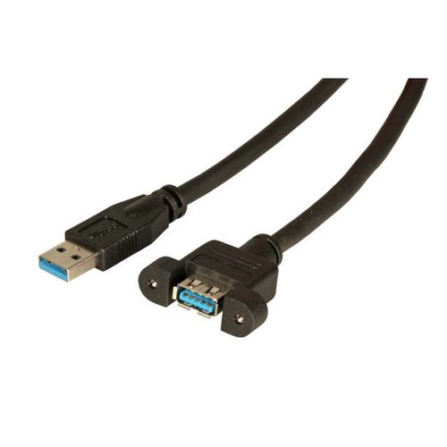 USB3.0 Verlängerungskabel A-A St.-Einbaubuchse 0,5m schwarz