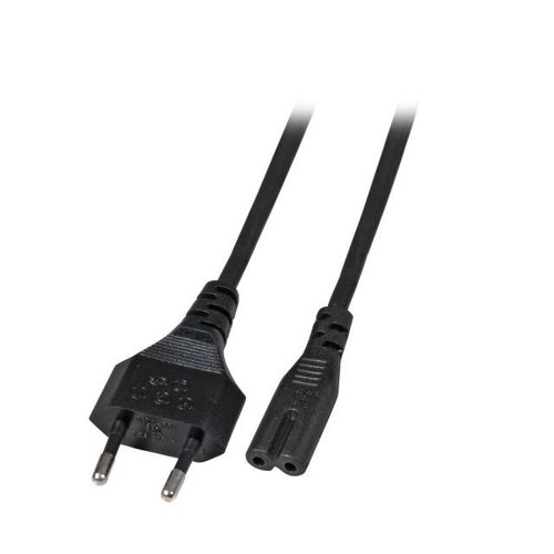 Netzleitung Euro-C7 180°, schw arz, 2 m, 2 x 0.75 mm²