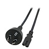 Netzleitung Australien-C7 180°, schwarz, 1.8 m, 2 x 0.75 mm²