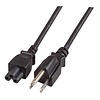 Netzleitung USA/NEMA-C5 180°, schwarz, 1.8 m, SVT AWG18 x 3C