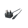 Netzleitung UK BS1363A-C7 180° , schwarz, 1.8 m, 2 x 0.75 mm²