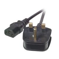 Netzleitung UK BS1363A-C13 180 °, schwarz, 2 m, 3 x 0.75 mm²