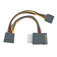 SATA StromKabel SATA 15P PCB +4 Pin Buchse / 2x SATA 15P