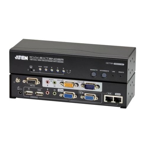 Dual View USB / VGA KVM Extender + Deskew + Audio + RS232