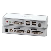 4-Port KVM Switch USB-DVI-D/A- Audio-USB2.0Hub incl. Kabelset