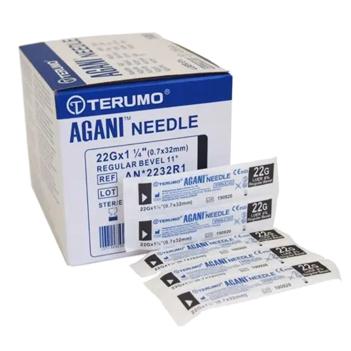 Terumo Agani 22G x 1 1/4- 0.7 x 32mm Black Hypodermic Needles 100 pcs 