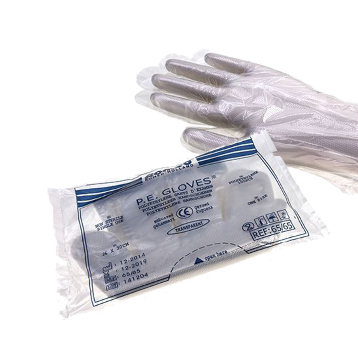Keer terug Vergevingsgezind verjaardag Romed P.E. Plastic niet steriele handschoen 100 stuks - 123disposables.com