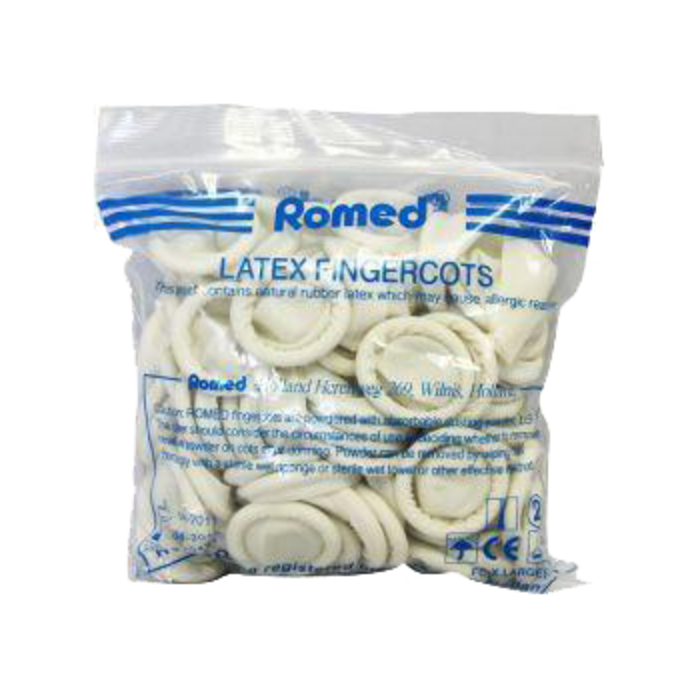 Romed Latex fingercots powdered 100 pieces