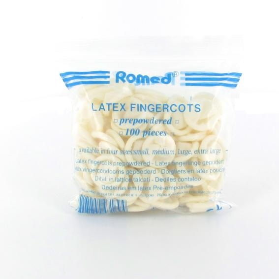 Romed Latex fingercots powdered 100 pieces