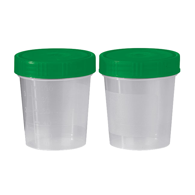 Urine cup with screw lid 125ml 100 pieces