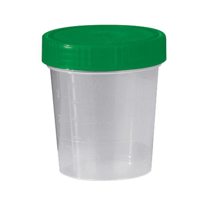 Urine cup with screw lid 125ml 100 pieces