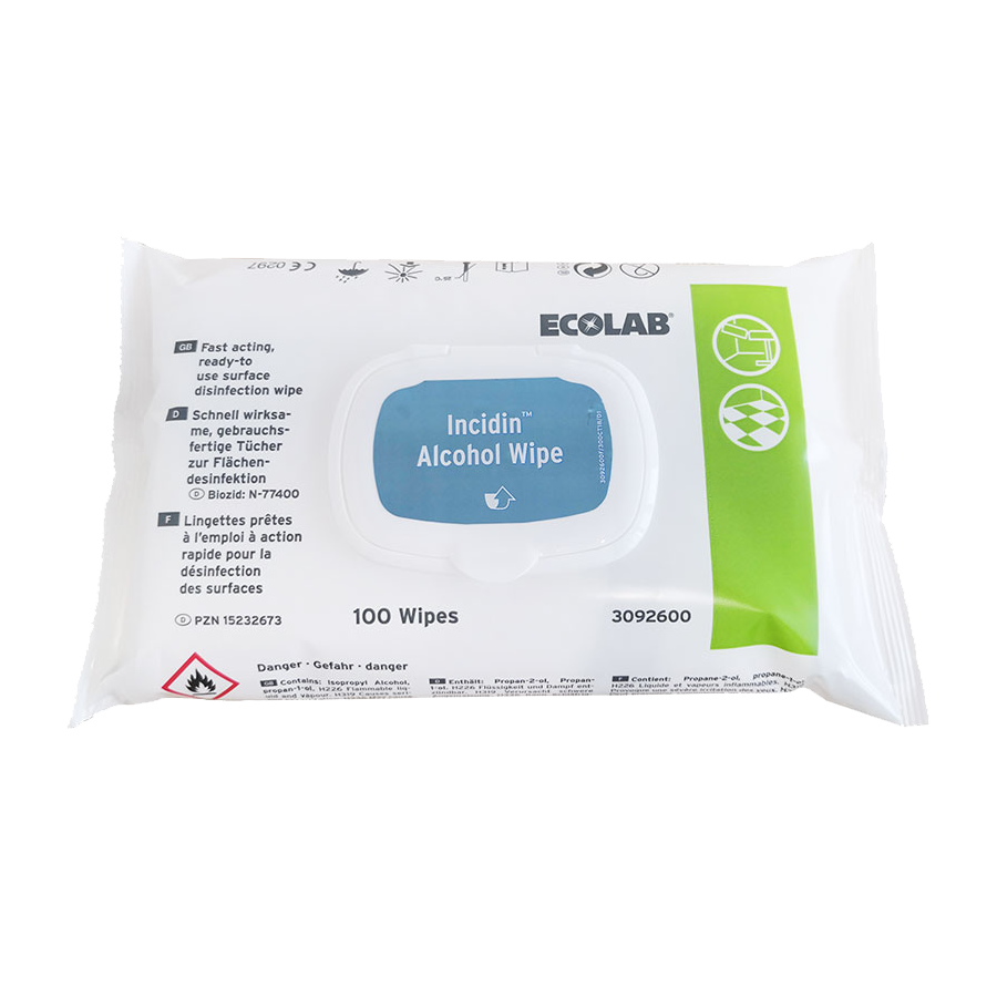 Ecolab Incidin alcohol wipes 20x20cm 100 pieces