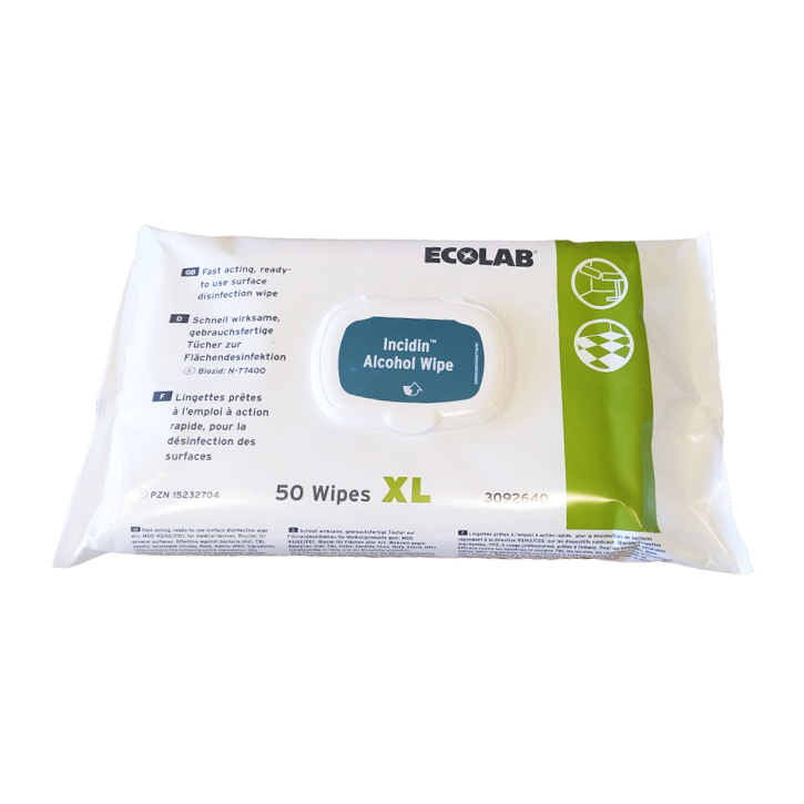 Ecolab Incidin XL alcohol wipes 25x37cm 50 pieces