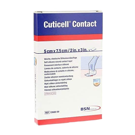 Cuticell Contact pansement silicone plaie 5x7.5cm 5 pce à petit