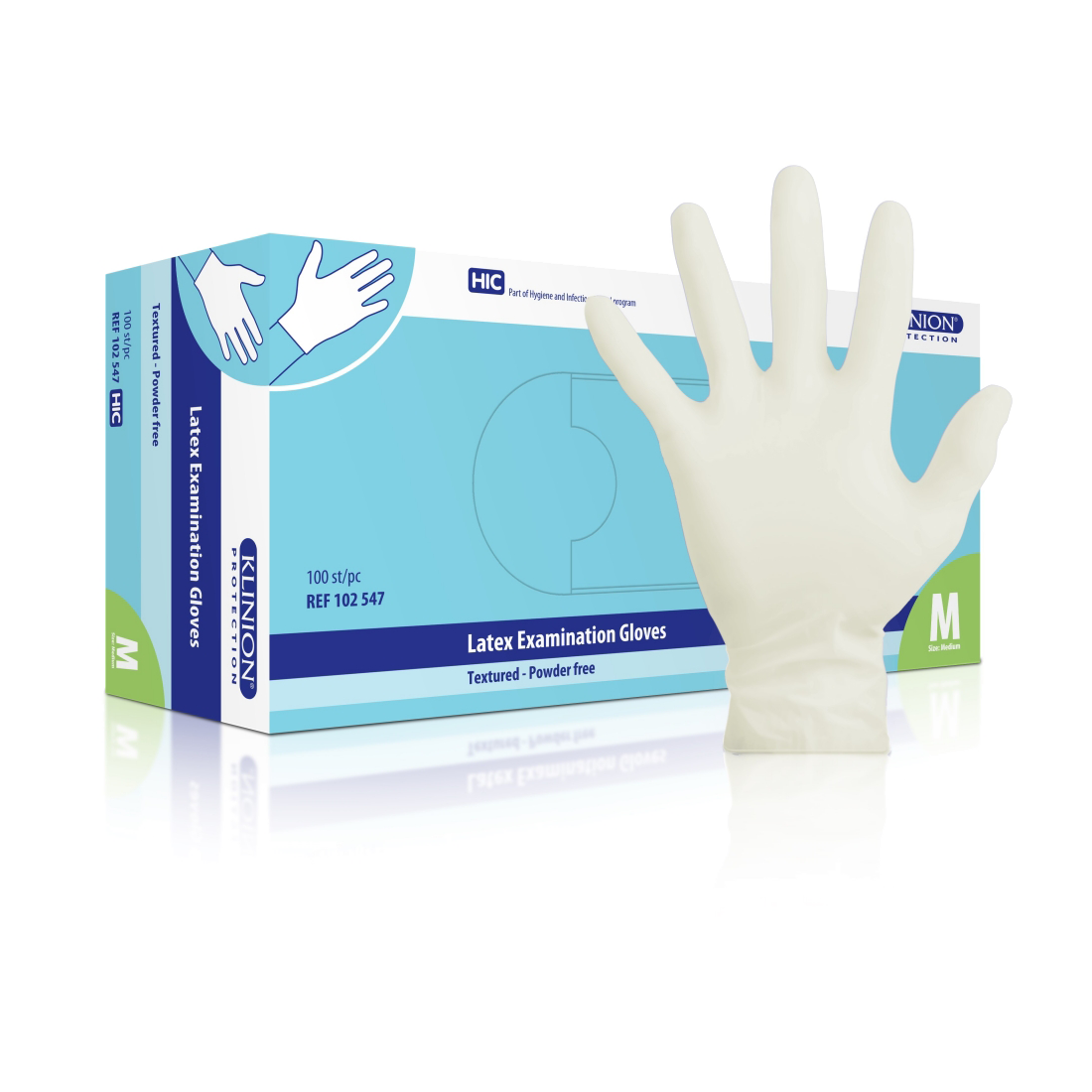 Klinion Examination Gloves Latex Polymer Coating Powder Free Ivory 100