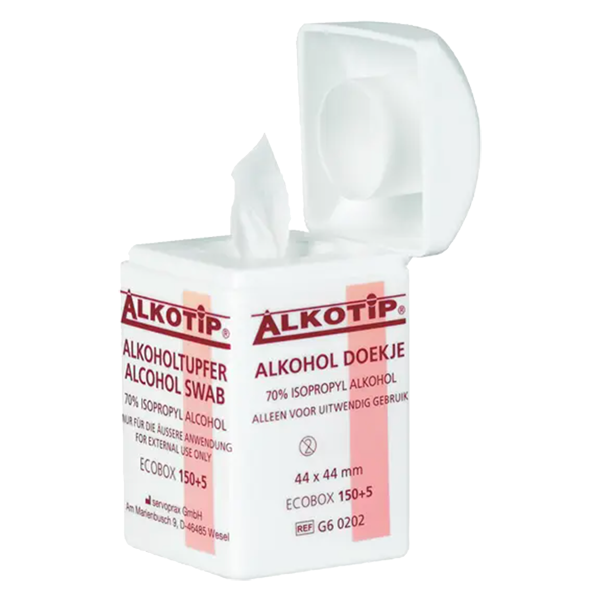 Alkotip Alcohol wipes in dispenser 44x44mm 155 pieces