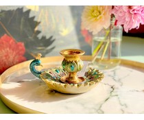 * SOLD * Fraaie kaarsenhouder Pauw