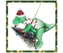 * SOLD * Ubercoole Kerst T-rex - dinosaurus kerstornament * SOLD * Ubercoole Kerst T-rex - dinosaurus kerstornament