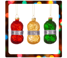 * SOLD * Fraaie kerstornamenten "Knotten Wol-trio" | Sass & Belle