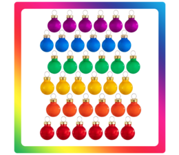 Regenboog mini kerstballen (set v 36st)