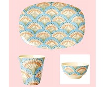 Rice! Melamine plate - Flower Fan | Rectangular