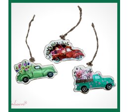 Imbarro Vrolijke metalen hangers "Flowery cars"