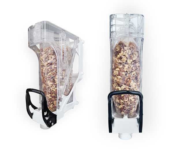 Three-quarter and front view of the Revo dispenser