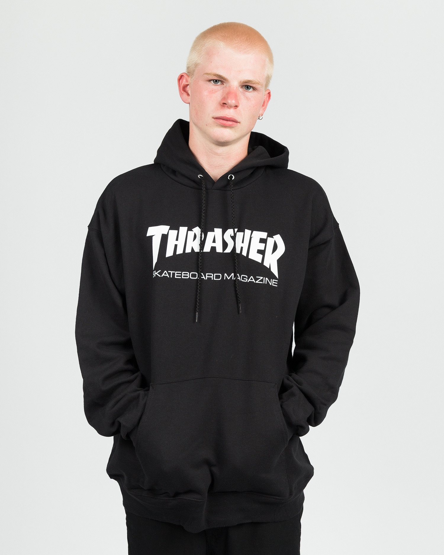 black and grey thrasher hoodie